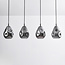 4-światła design lampa wisząca czarna z przydymionym szkłem - Faliste