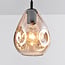 Lampa wisząca Faliste – 4-punktowa, czarna, bursztynowe szkło
