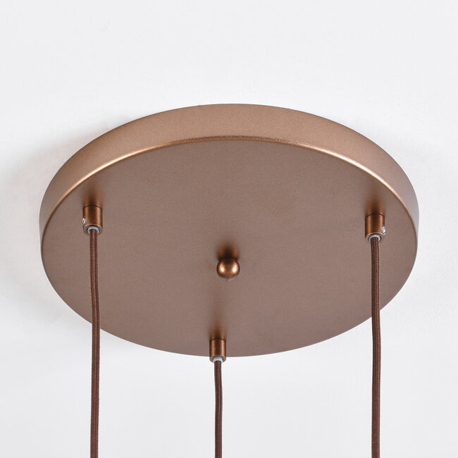 3 światła designerska kawowo-brązowa lampa wisząca ze szkłem bursztynowym - Latte