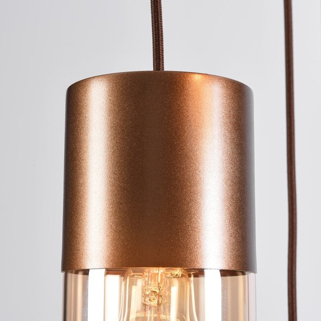 5 światła design lampa wisząca kawowy brąz ze szkłem bursztynowym - Cortado