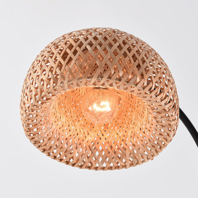 Lampa łukowa stojąca z ręcznie plecionym bambusowym kloszem - Seren