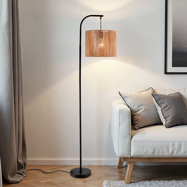 Lampa łukowa stojąca z naturalnym kloszem - Reed
