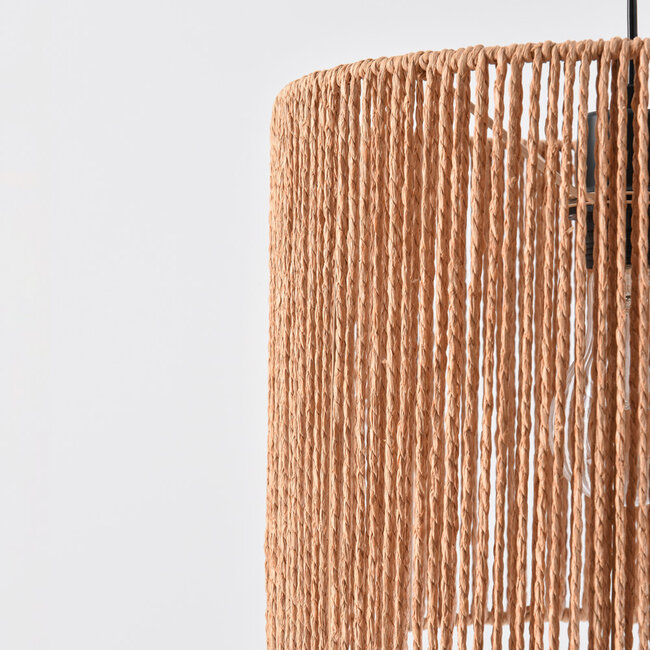 Lampa łukowa stojąca z naturalnym kloszem - Reed