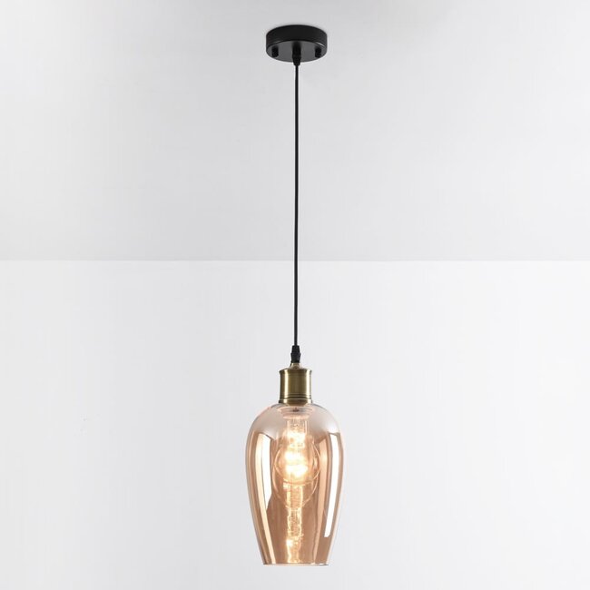 1 światło lampa wisząca Verona bursztynowa - podłużne gładkie szkło
