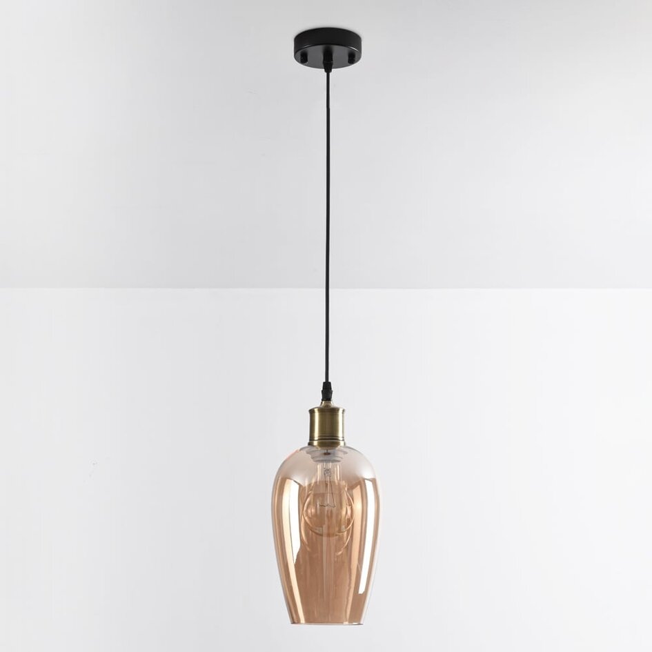 1 światło lampa wisząca Verona bursztynowa - podłużne gładkie szkło