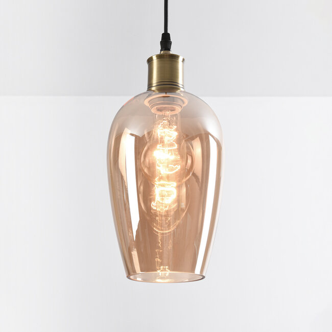 1 światło lampa wisząca Verona bursztynowa - podłużne gładkie szkło