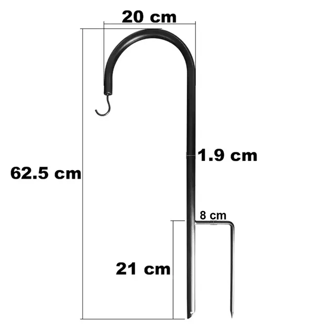 Metalowe słupki ogrodowe z hakiem 62,5 cm zestaw 5 sztuk