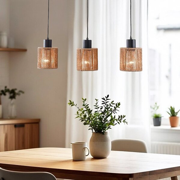 Lampa wisząca z plecionego sznura, 3 światła - Carrizo
