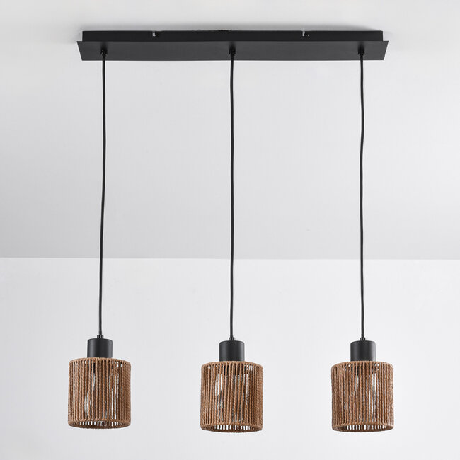 Lampa wisząca z plecionego sznura, 3 światła - Carrizo