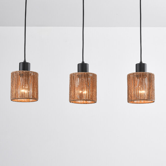 Lampa wisząca z plecionego sznura, 3 światła - Carrizo