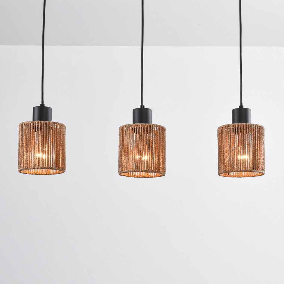 Lampa wisząca z plecionego sznura, 3 światła - Carrizo