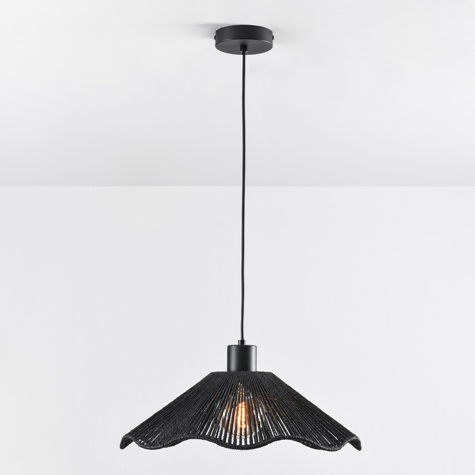 Lampa wisząca czarna z plecionym sznurem - Artigo