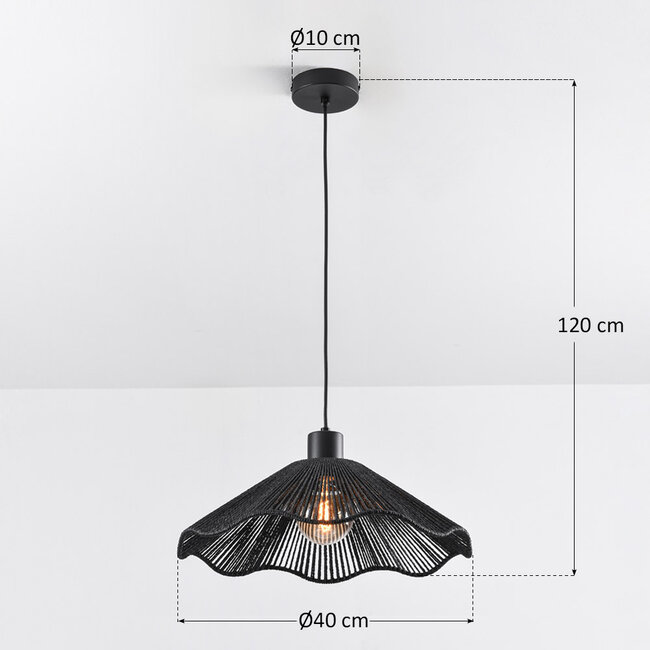 Lampa wisząca czarna z plecionym sznurem - Artigo