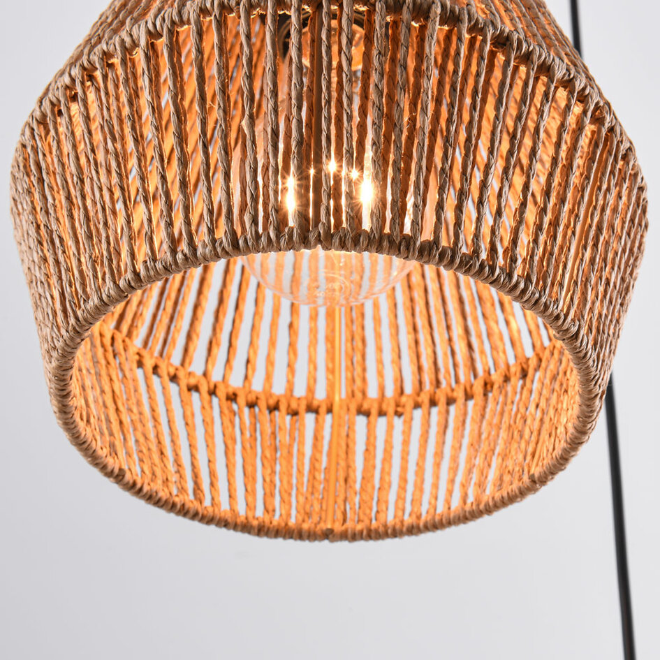 Lampa wisząca boho z plecionym sznurem, 3 światła - Tiga