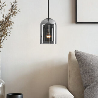 Lampa wisząca Topel w kształcie klosza – szkło dymne