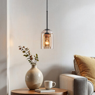 Lampa wisząca Topel kształt dzwonu - szkło bursztynowe