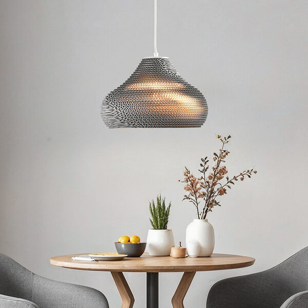 Lampa wisząca z kartonu biała - Lena