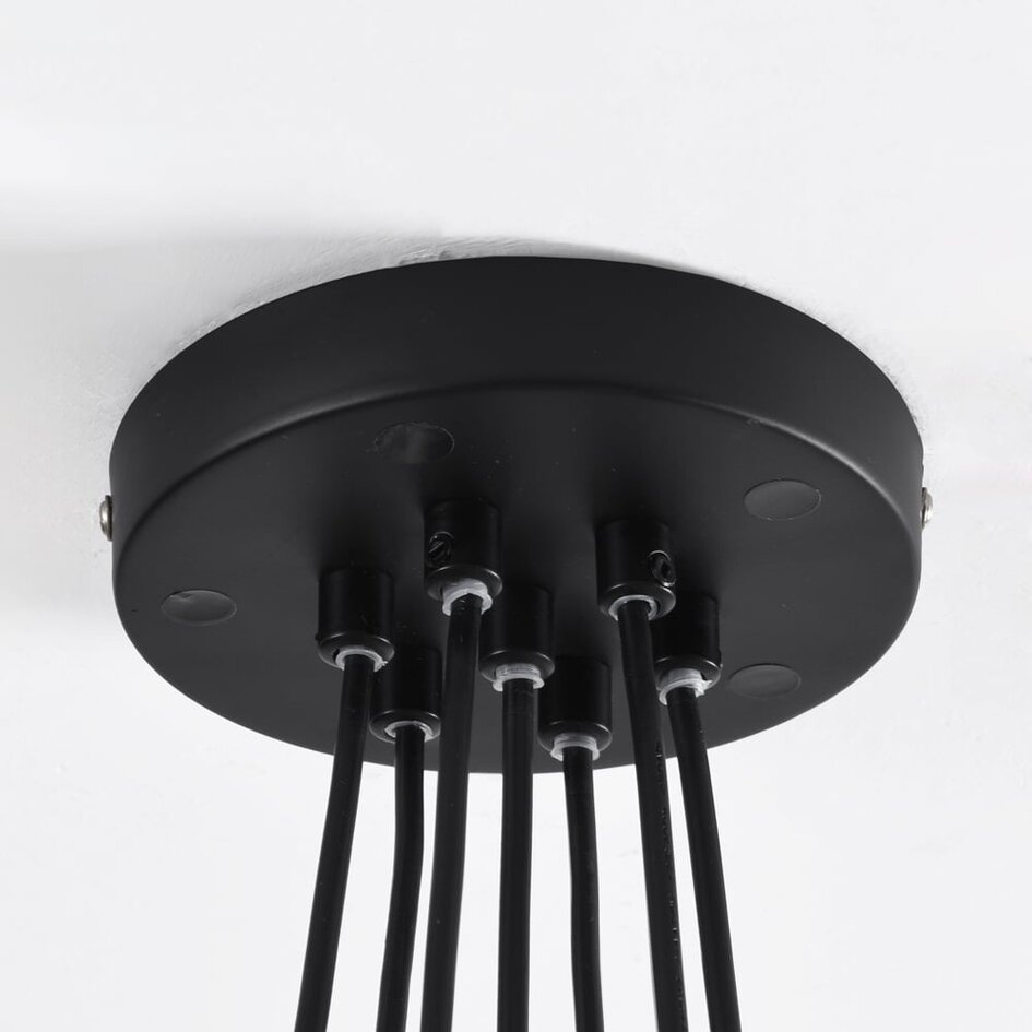 7-światła czarna lampa wisząca ze szkłem dymionym - Ventura