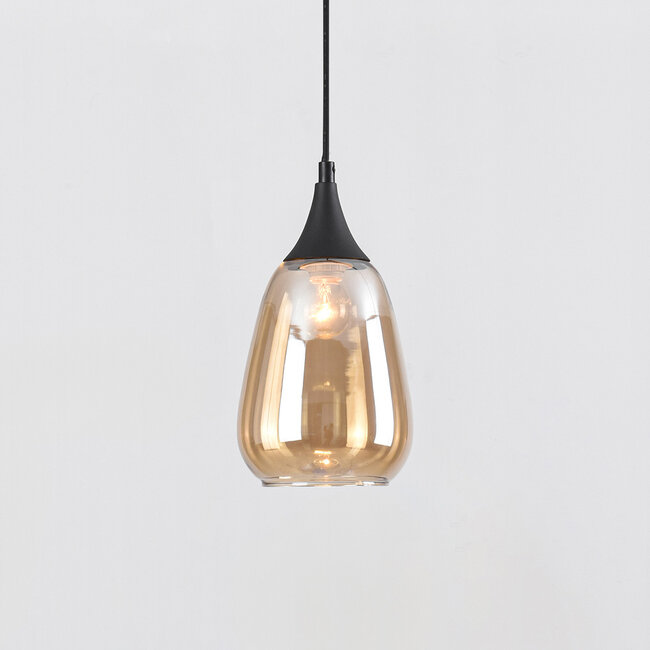 1-fazowa szynowa lampa wisząca Noi ze szkłem bursztynowym - kropla