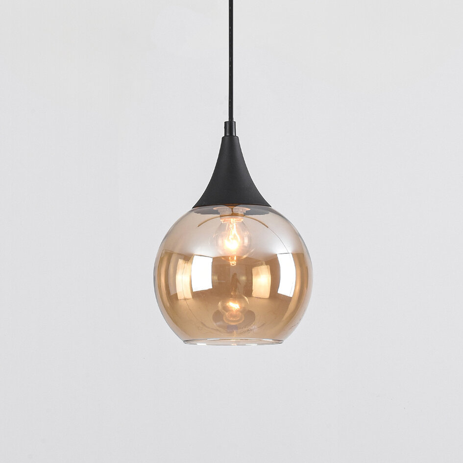 Lampa wisząca na szynie 1-fazowej Nya ze szkłem bursztynowym - okrągła