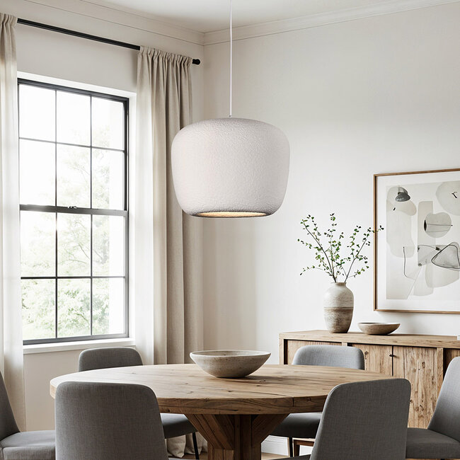 Lampa wisząca Wabi-Sabi Kumo Ø40 cm o efekcie kamienia - biała