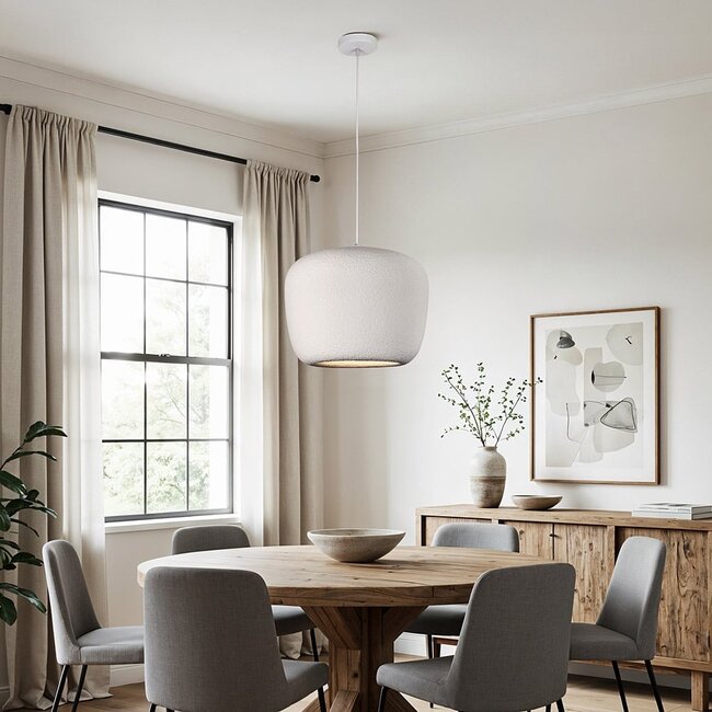 Lampa wisząca Wabi-Sabi Kumo Ø40 cm o efekcie kamienia - biała