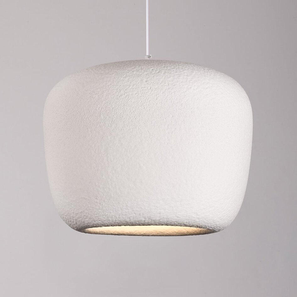 Lampa wisząca Kumo – w stylu wabi-sabi, z efektem kamienia, Ø40 cm, biała