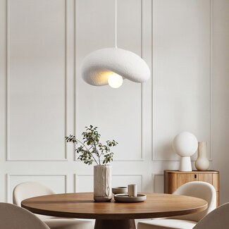 Lampa wisząca Wabi-Sabi Kawa z efektem białego kamienia – 40 x 36 cm