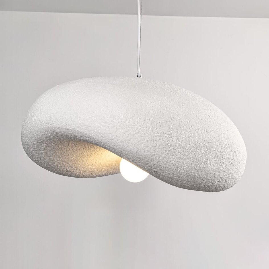 Lampa wisząca Wabi-Sabi Kawa z białym efektem kamienia - 60 x 55 cm