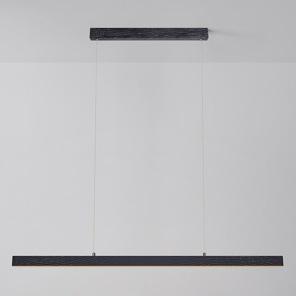 Minimalistyczna czarna lampa wisząca Andre z wzorem drewna - 3-stopniowo ściemnialne