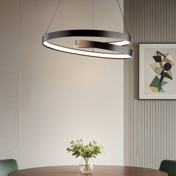 Lampa wisząca Espiral w kształcie spirali 3-stopniowo ściemnialna – matowa czerń