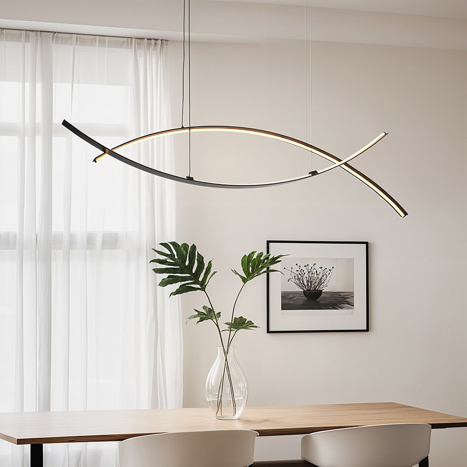 Designerska lampa wisząca Arche z 3-stopniowo ściemnialnymi diodami LED - czarna