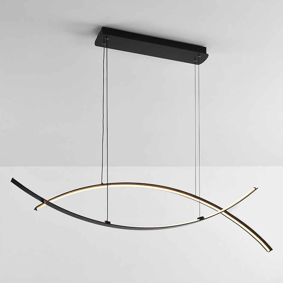 Designerska lampa wisząca Arche z 3-stopniowo ściemnialnymi diodami LED - czarna