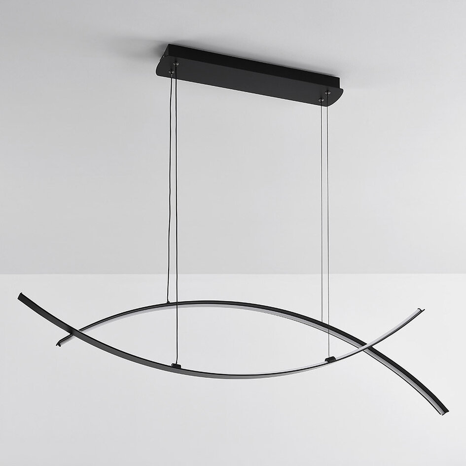 Designerska lampa wisząca Arche z 3-stopniowo ściemnialnymi diodami LED - czarna