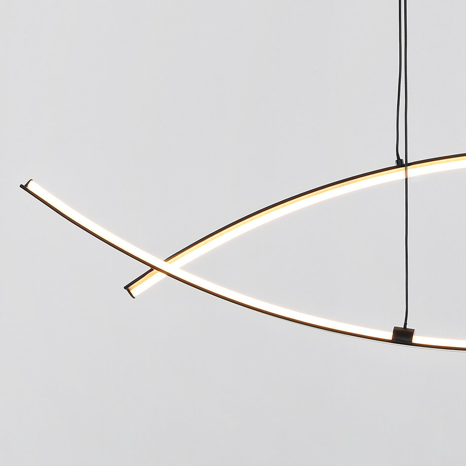 Designerska lampa wisząca Arche z 3-stopniowo ściemnialnymi diodami LED - czarna