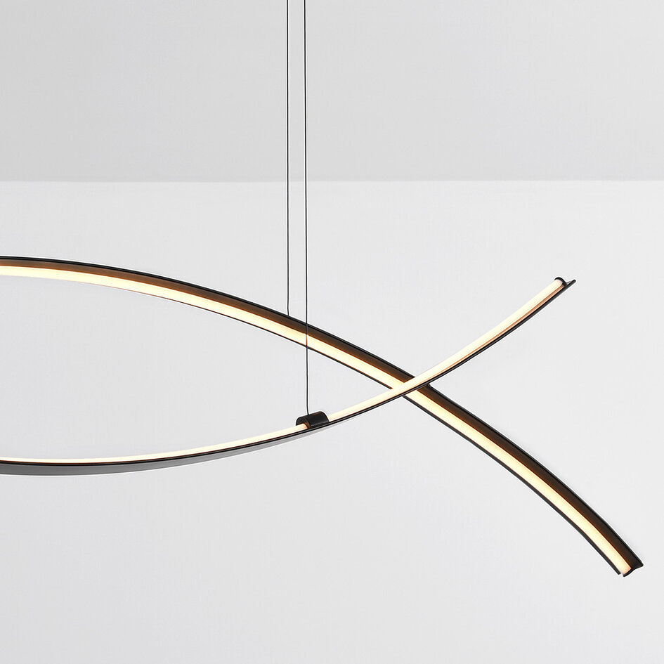Designerska lampa wisząca Arche z 3-stopniowo ściemnialnymi diodami LED - czarna