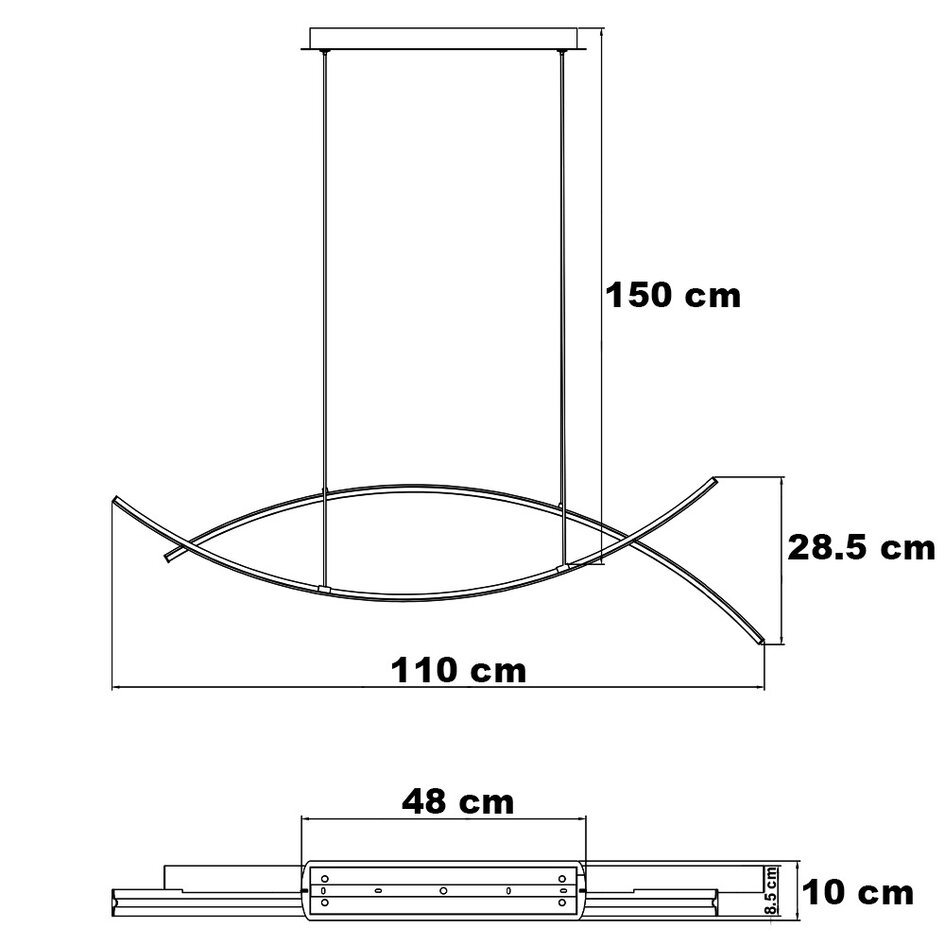 Designerska lampa wisząca Arche z 3-stopniowo ściemnialnymi diodami LED - czarna