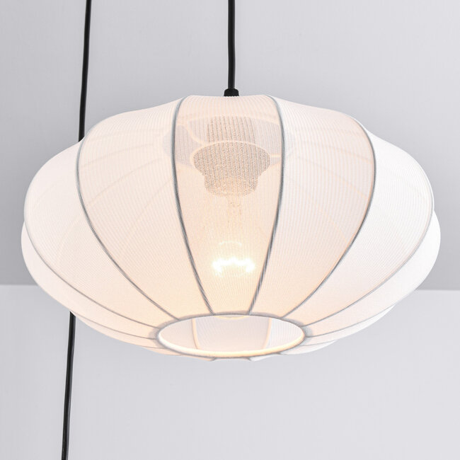 3 światła Japandi lampa wisząca z białymi materiałowymi lampionami - Fabrica
