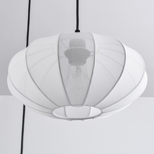 3 światła Japandi lampa wisząca z białymi materiałowymi lampionami - Fabrica