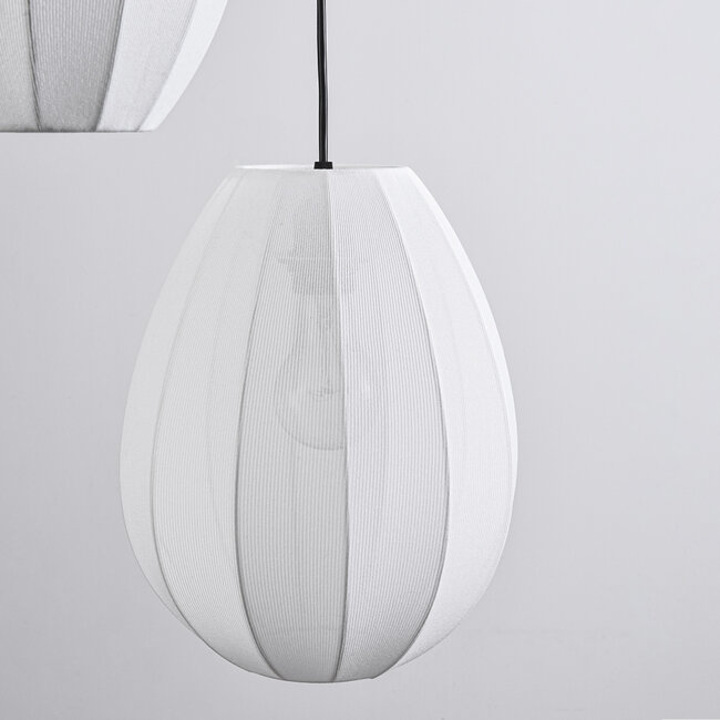 3 światła Japandi lampa wisząca z białymi materiałowymi lampionami - Fabrica