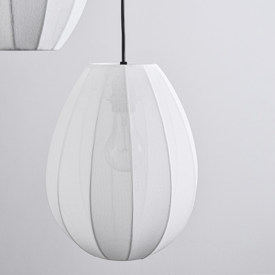 3 światła Japandi lampa wisząca z białymi materiałowymi lampionami - Fabrica