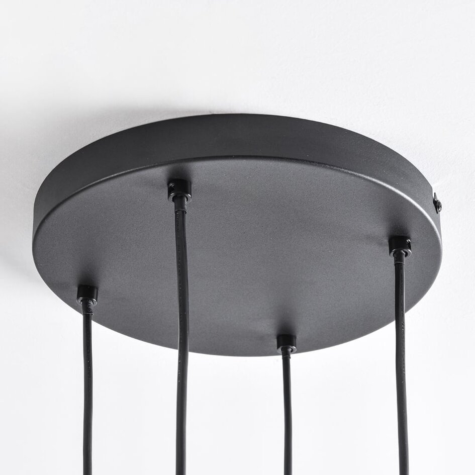 Design lampa wisząca Pella, 4 światła - czarna ze szkłem przydymionym