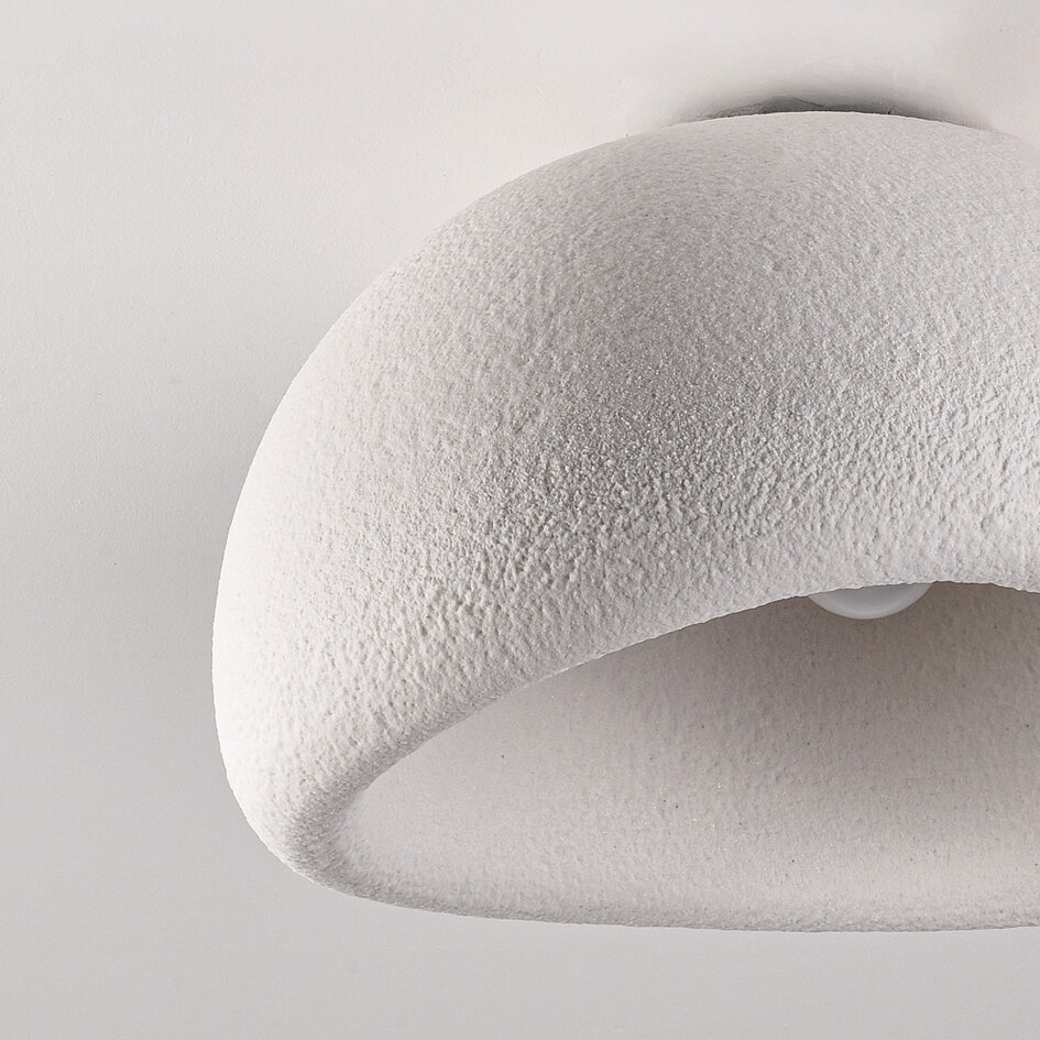 Lampa sufitowa Wabi-Sabi Stone Craft z efektem kamienia 48 x 38 cm – biała
