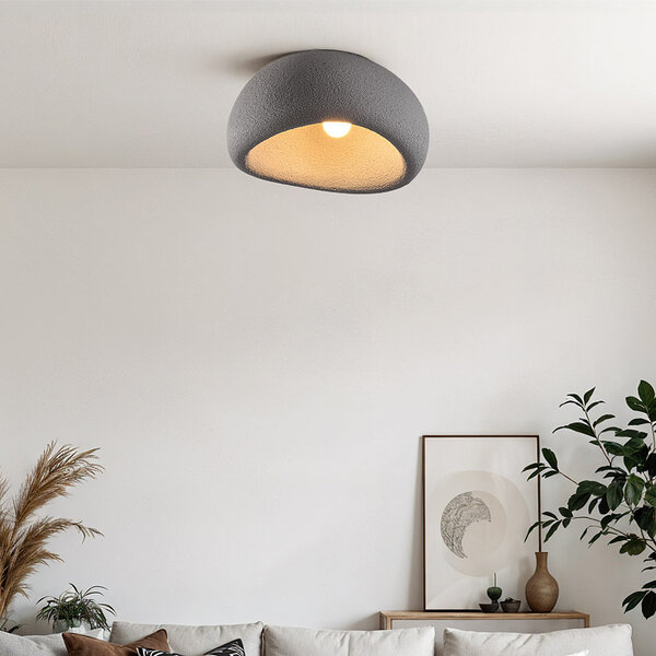 Lampa sufitowa Wabi Sabi Stone Craft z efektem kamienia 48 x 38 cm - szara