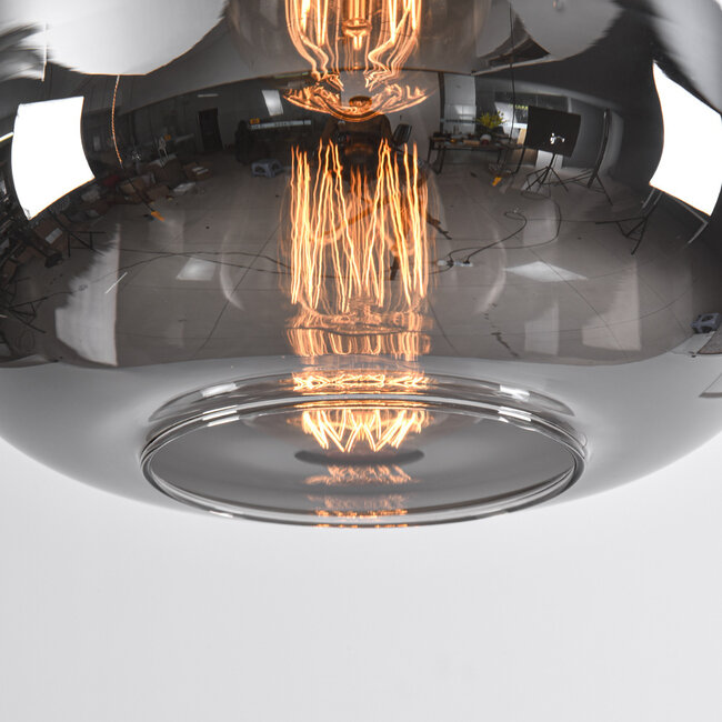 Czarna designerska lampa wisząca złoto i przydymione szkło - Basso