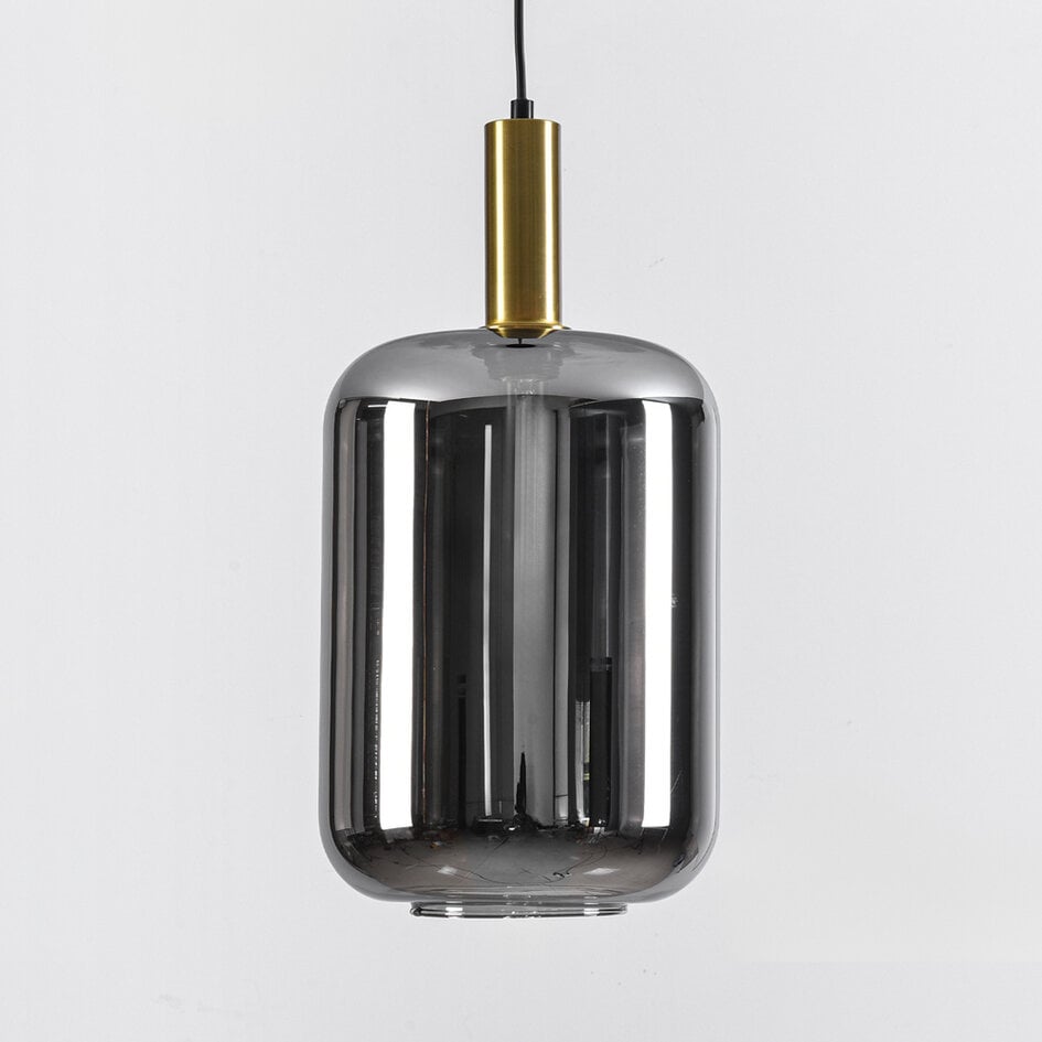 Nowoczesna lampa wisząca czarno-złota ze szkłem dymionym - Sofito