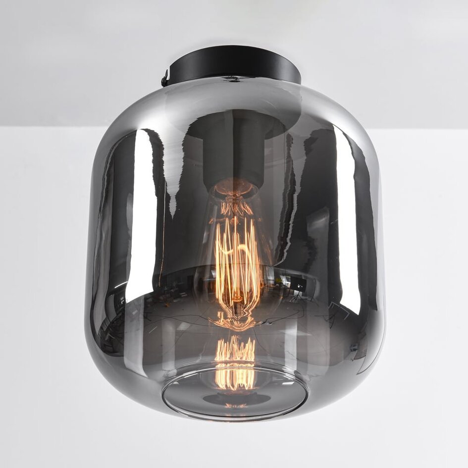 Lampa sufitowa czarna ze szkłem dymionym - Soli
