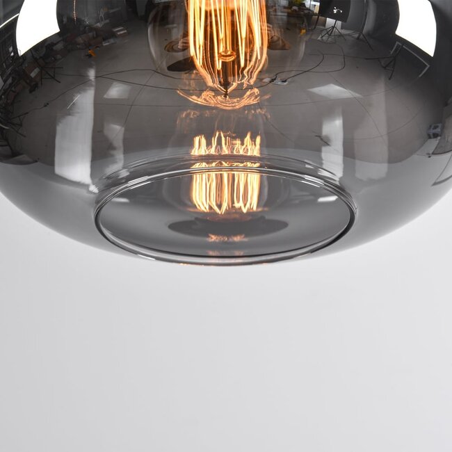 Lampa sufitowa czarna ze szkłem dymionym - Soli