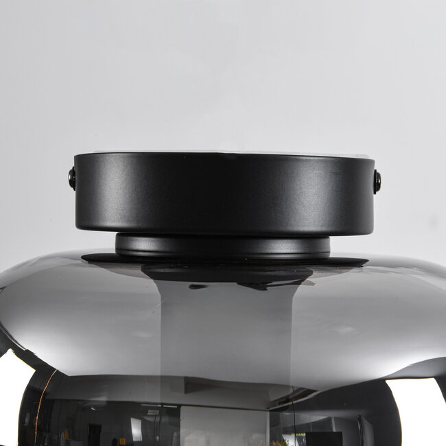 Lampa sufitowa czarna ze szkłem dymionym - Soli