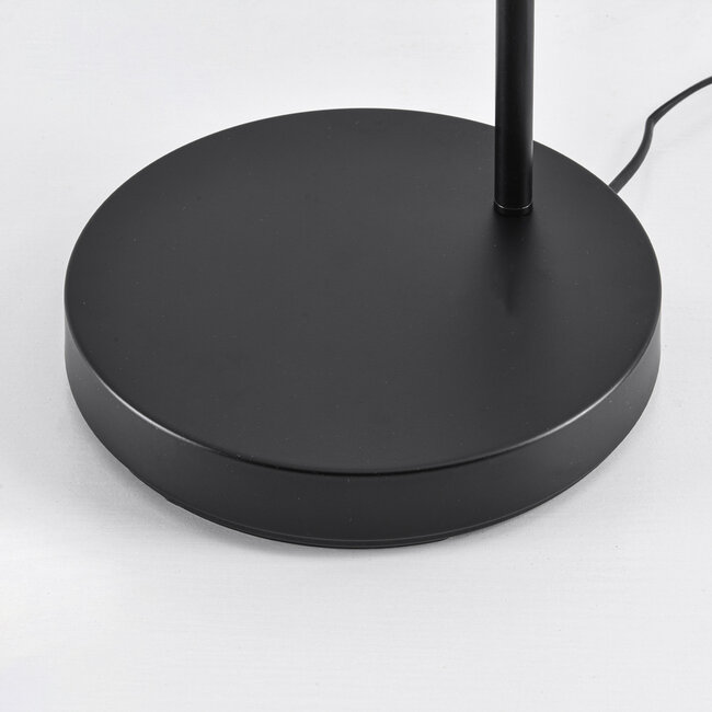 Lampa podłogowa czarna ze szkłem dymionym i złotymi detalami - Piedi